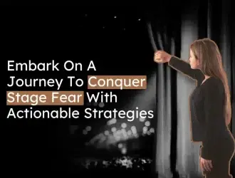 Woman overcoming stage fear with strategies