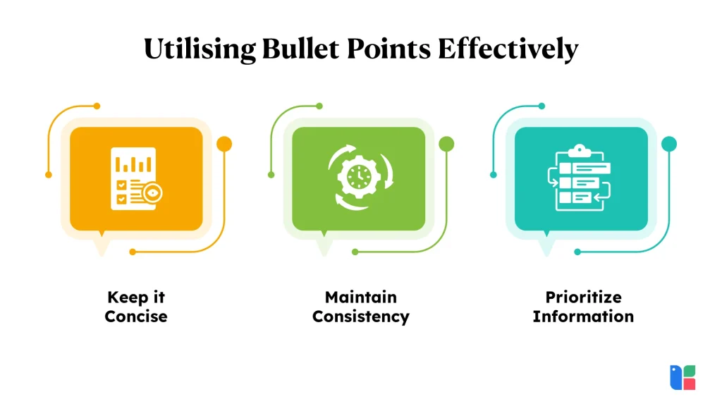 Effective use of bullet points