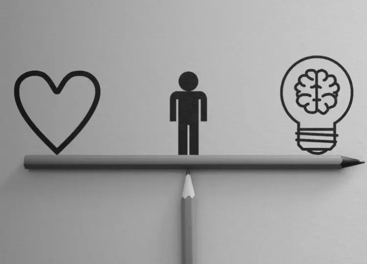 Symbolic balance of love, intellect, and humanity