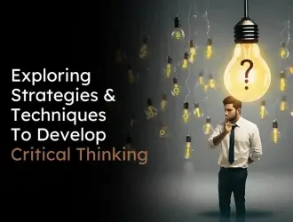 Man contemplating under a light bulb