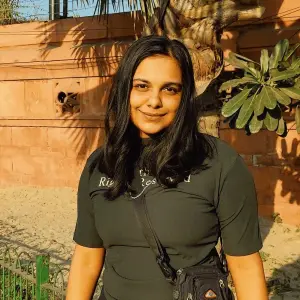 Smiling woman outdoors in natural light