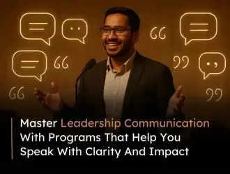 Man speaking confidently about leadership communication