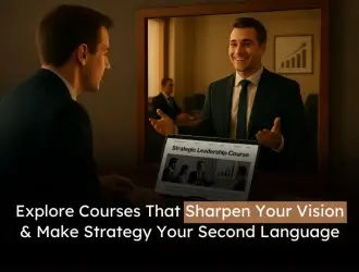 Professional man engaging with online course