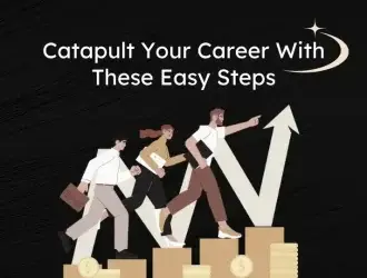 People climbing steps to career success