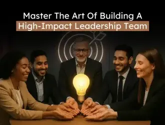 Diverse team collaborating on leadership development