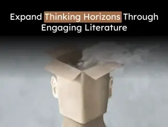 Person with box head and literature theme