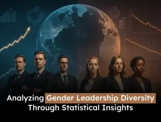 Business professionals analyzing global diversity statistics