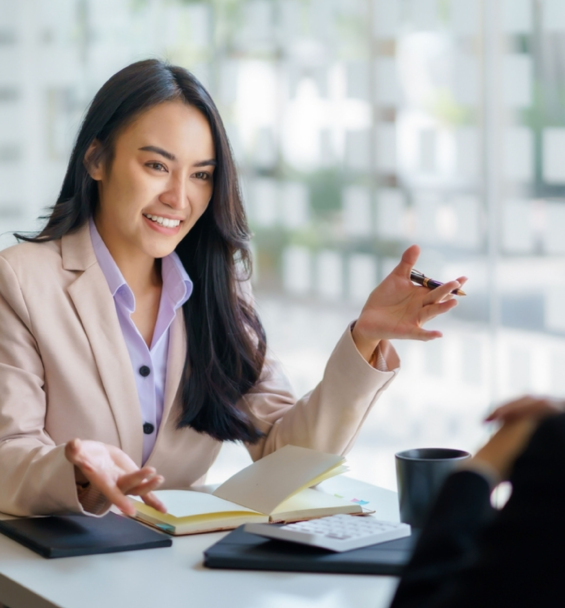 Woman leading a productive business discussion