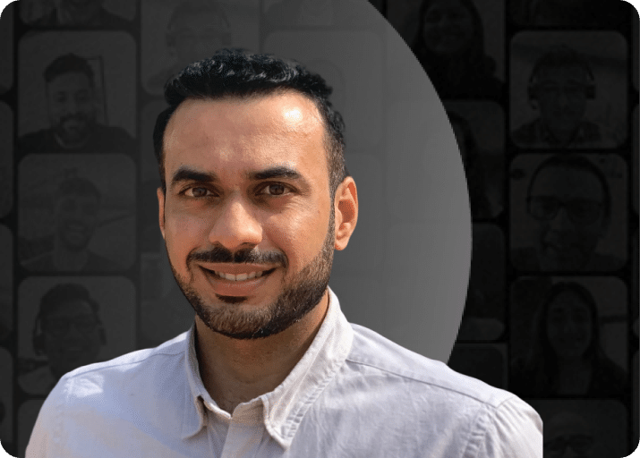 Smiling professional leader with a modern background