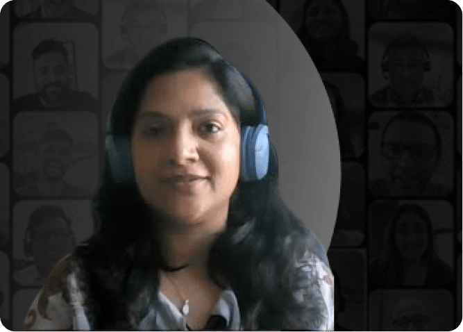 Professional woman in headphones during video call