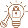 Light bulb with a lock symbolizing ideas and security